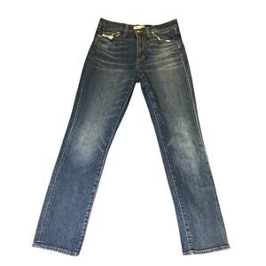 Madewell Jeans Women High Rise Slim BoyJean Blue Denim Cropped Distressed Sz 28